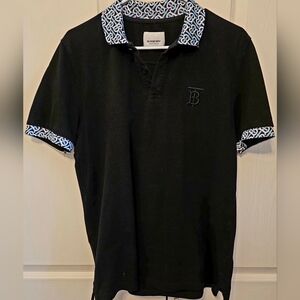 Burberry Brown Men's XL Polo with Monogram Collar And TB Logo